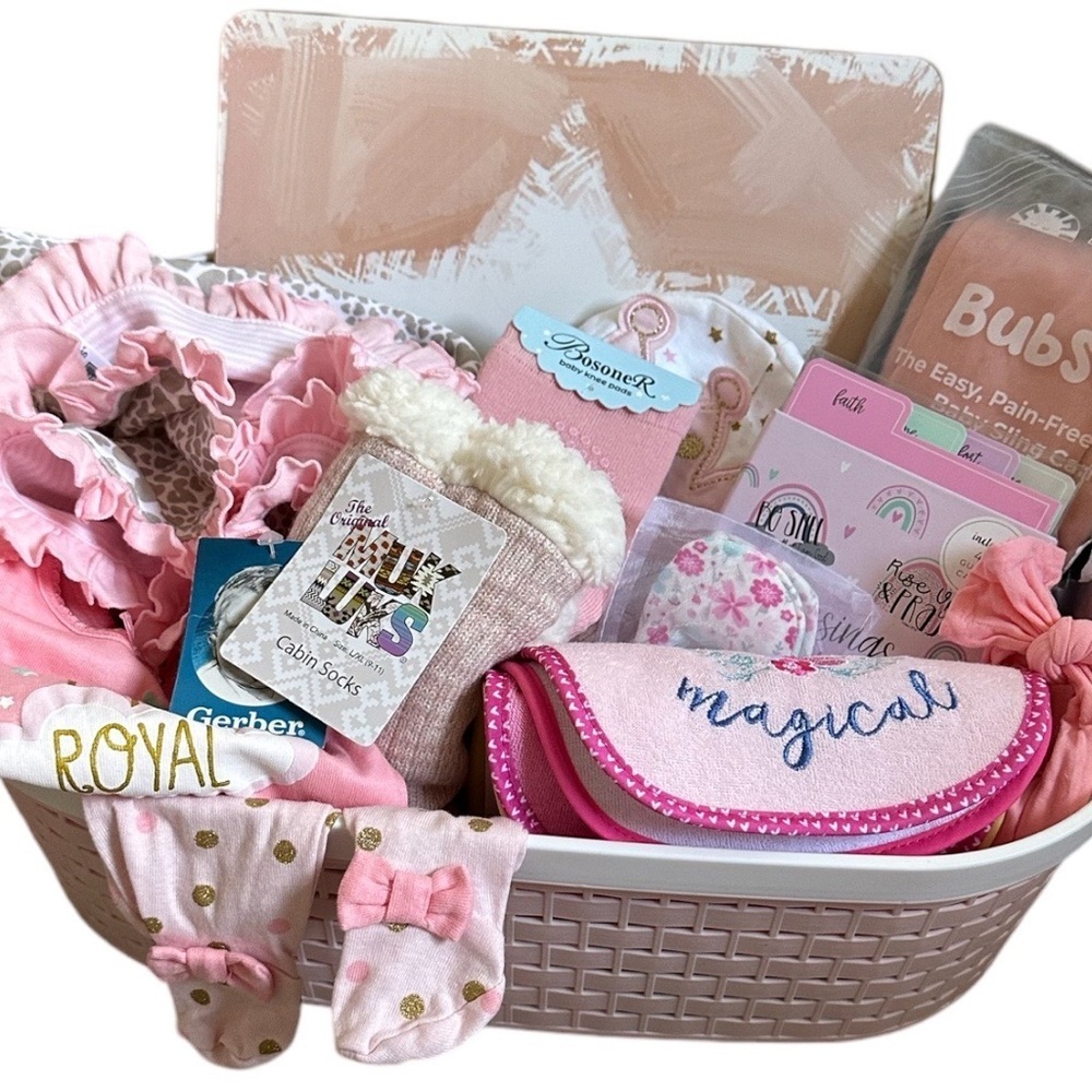 New Baby Newborn Girl Gift Set + Mom Pink Girly Baby Shower Gift for Her